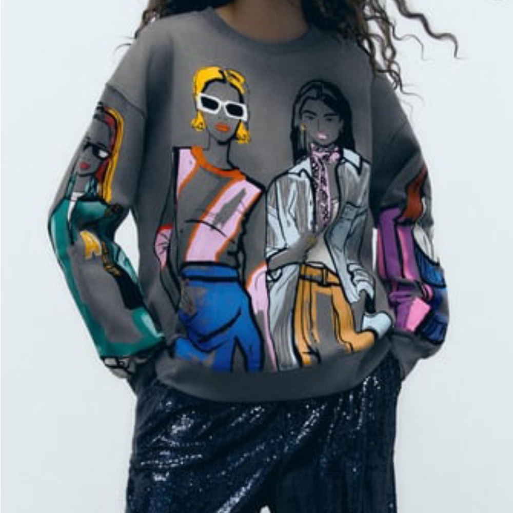 NWT Zara Girl Printed Sweatshirt